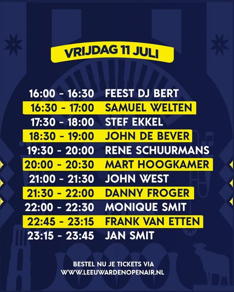 Timetable Vrijdag