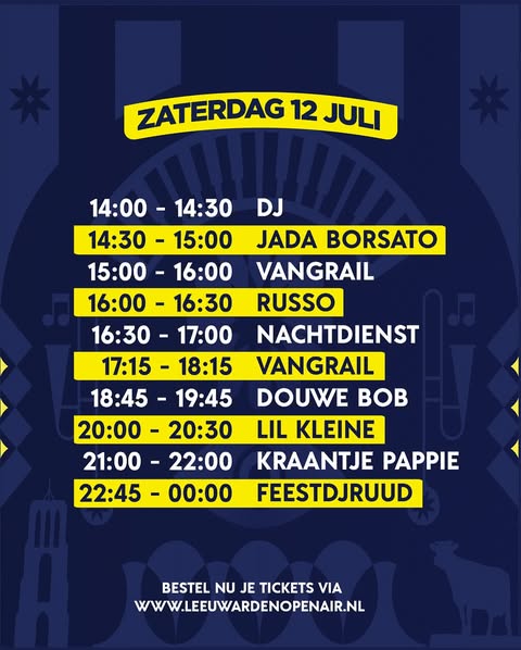 Timetable Zaterdag